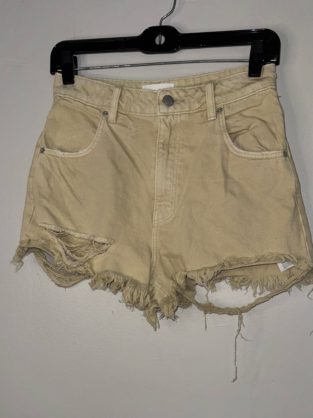 ROLLA'S Beige Distressed Frayed Hem Denim Shorts